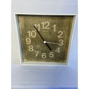 Vintage Welby Wall Clock Square Avocado White Modern Mid-Century Minimalist MCM